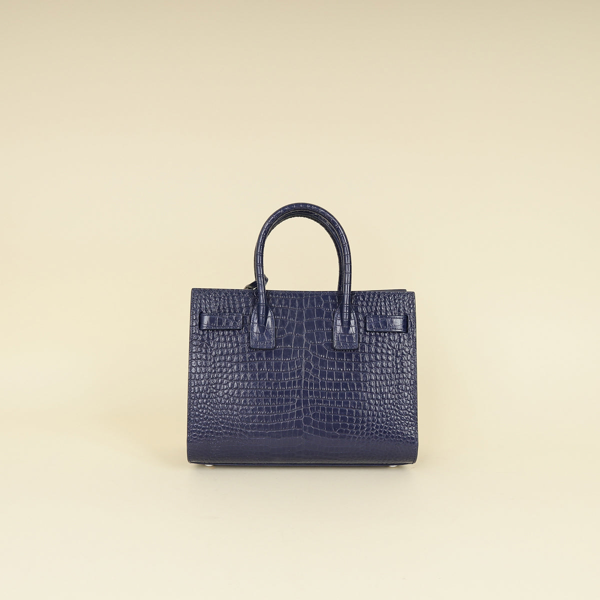 YSL Navy Blue Croco Embossed Sac De Jour Baby Bag