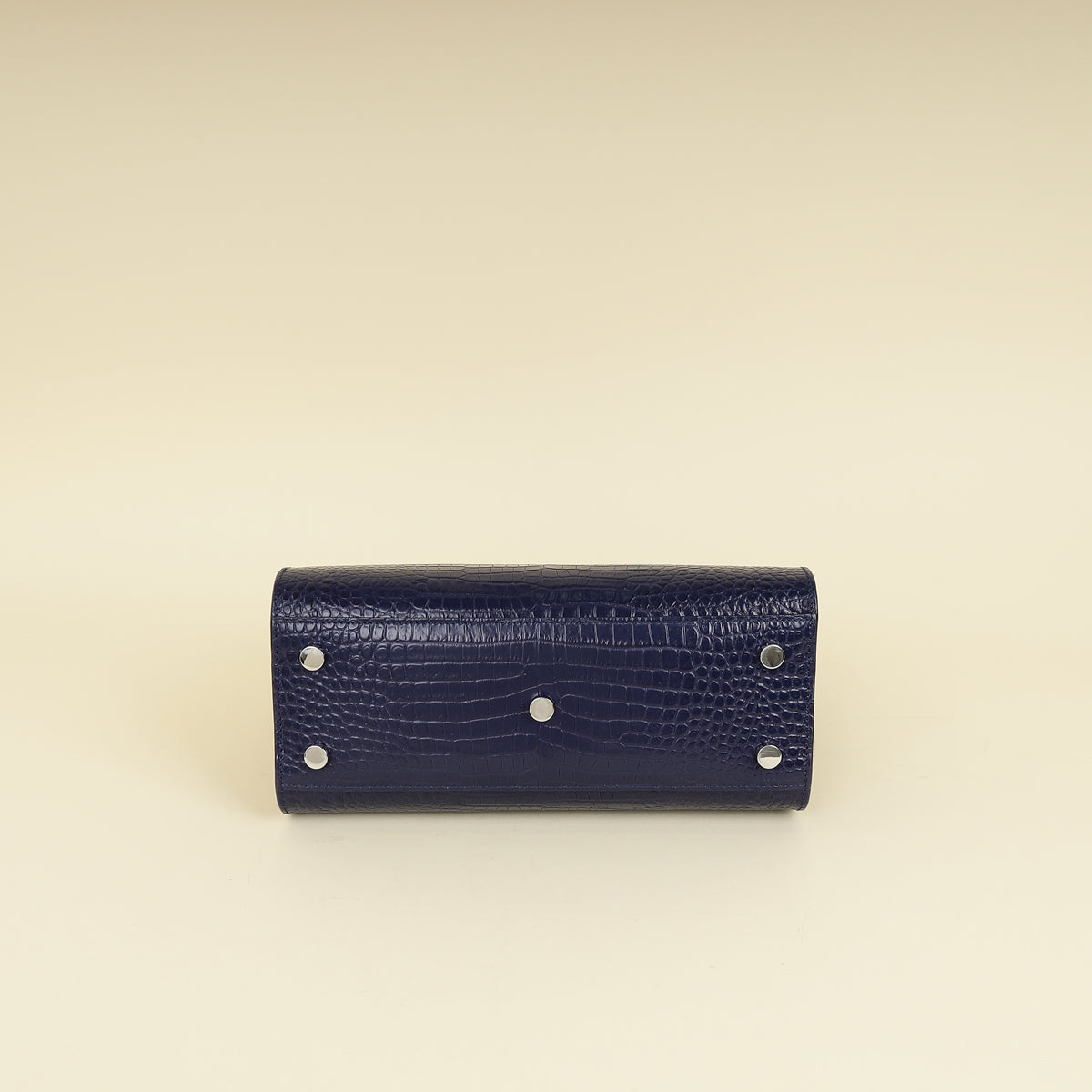 YSL Navy Blue Croco Embossed Sac De Jour Baby Bag