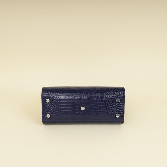 YSL Navy Blue Croco Embossed Sac De Jour Baby Bag