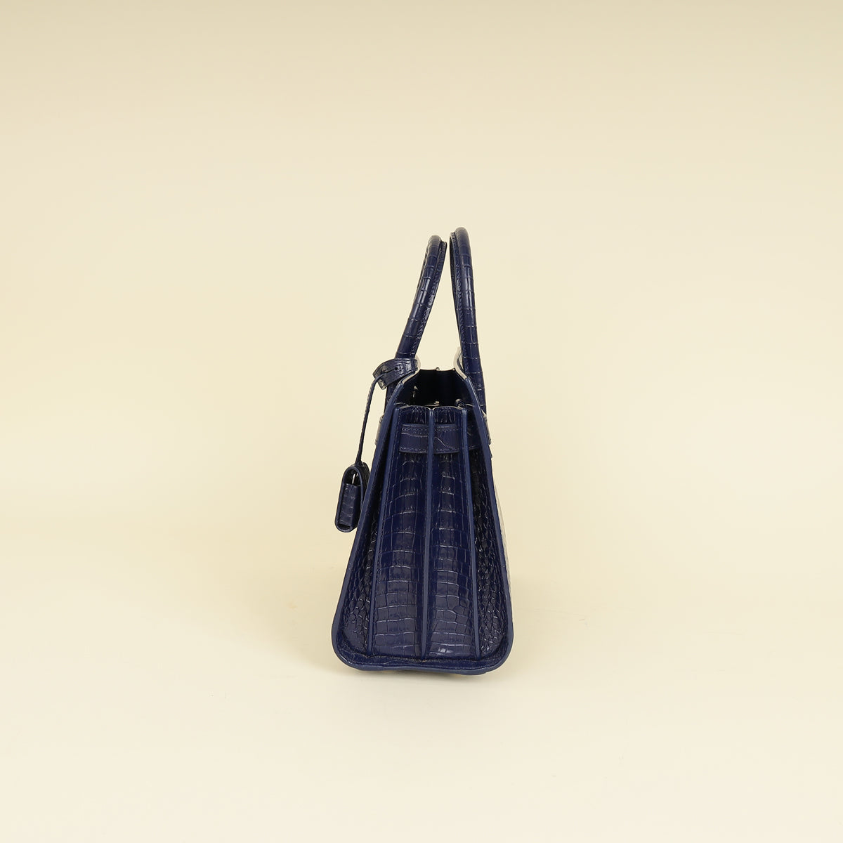 YSL Navy Blue Croco Embossed Sac De Jour Baby Bag