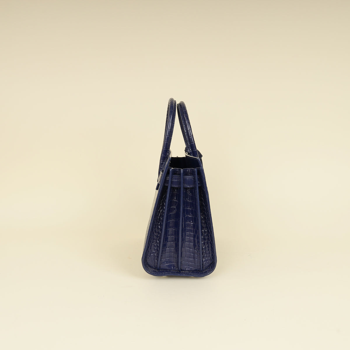 YSL Navy Blue Croco Embossed Sac De Jour Baby Bag