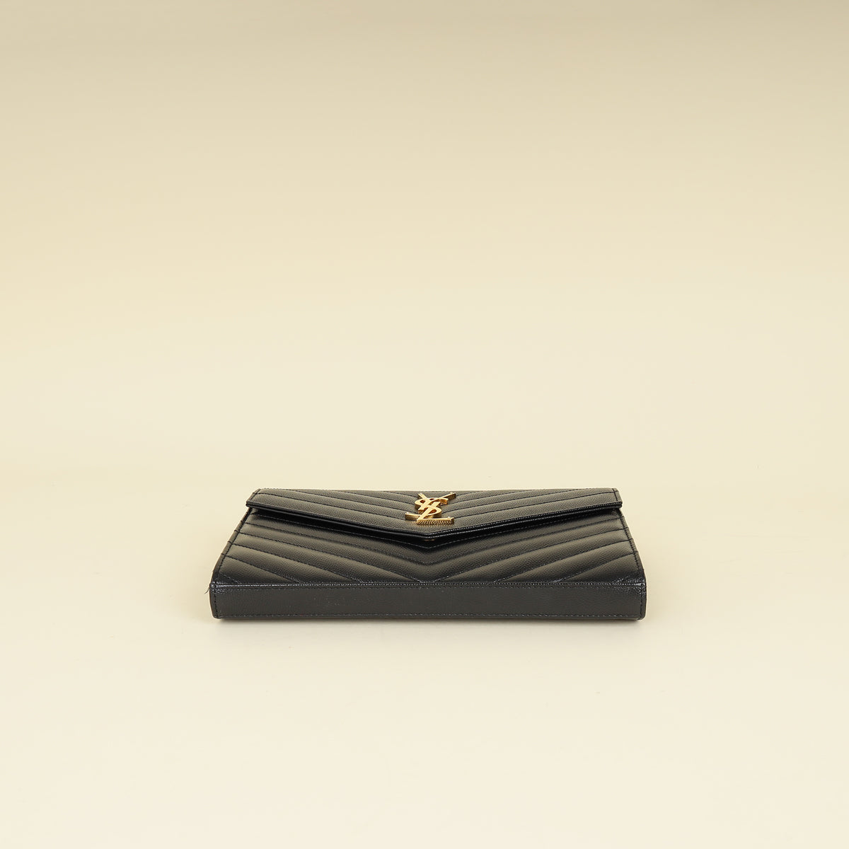 YSL Black Chevron Cassandre Chain Wallet