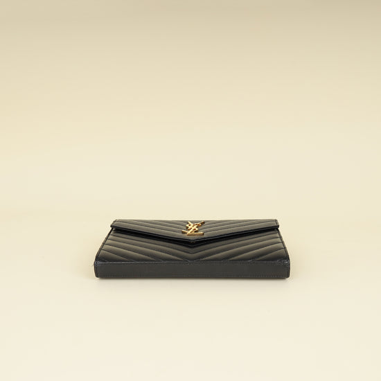 YSL Black Chevron Cassandre Chain Wallet