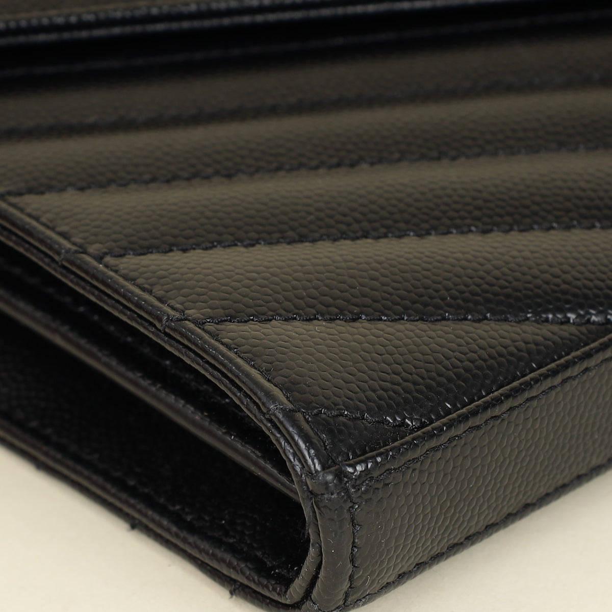 YSL Black Chevron Cassandre Chain Wallet