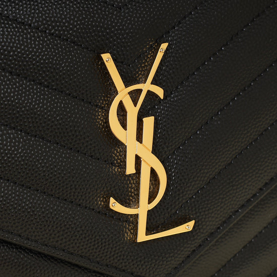 YSL Black Chevron Cassandre Chain Wallet