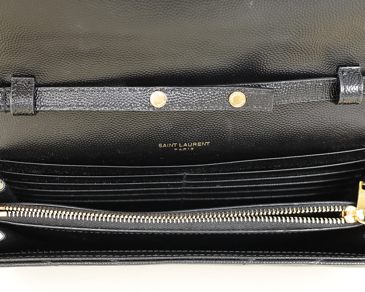 YSL Black Chevron Cassandre Chain Wallet