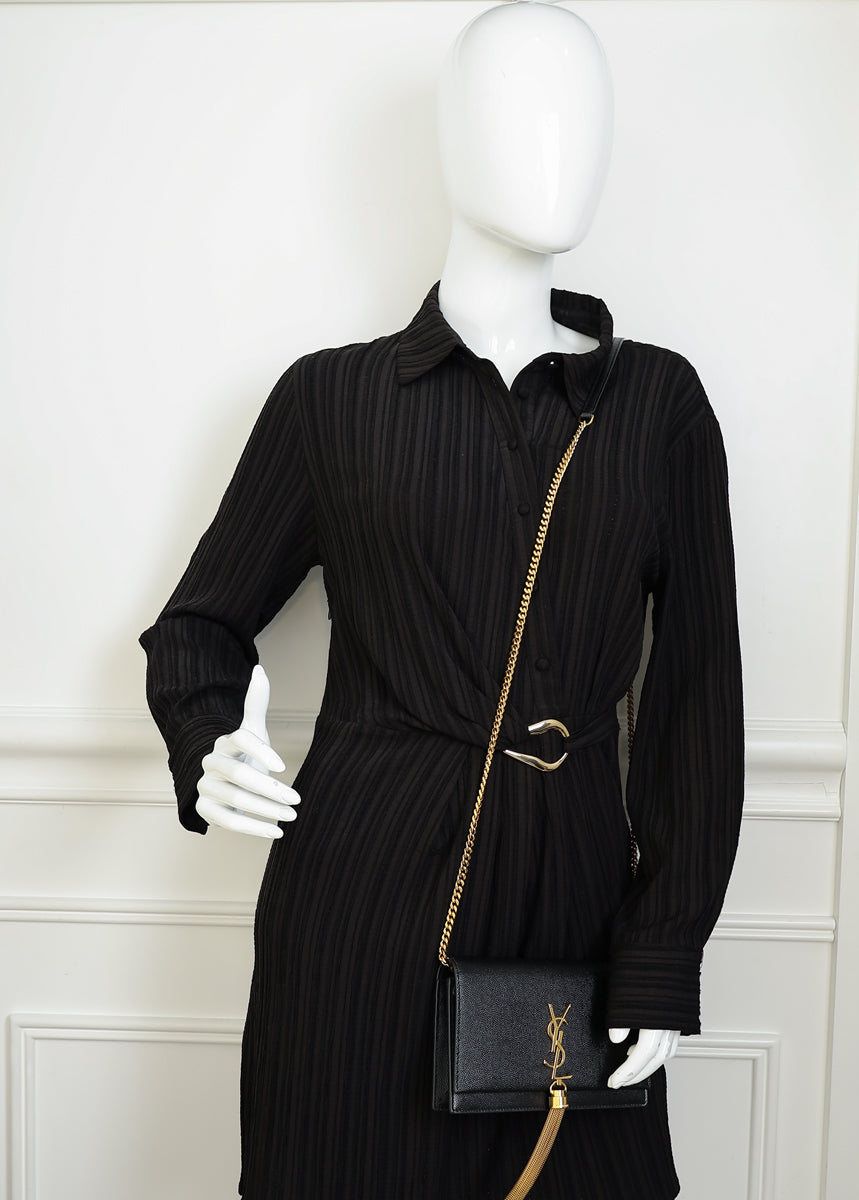 YSL Black Kate Tassel Chain Wallet