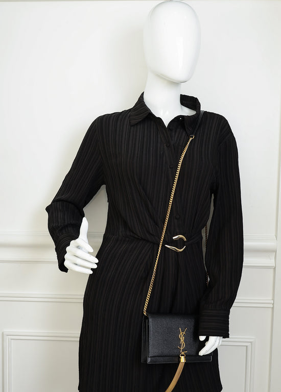 YSL Black Kate Tassel Chain Wallet