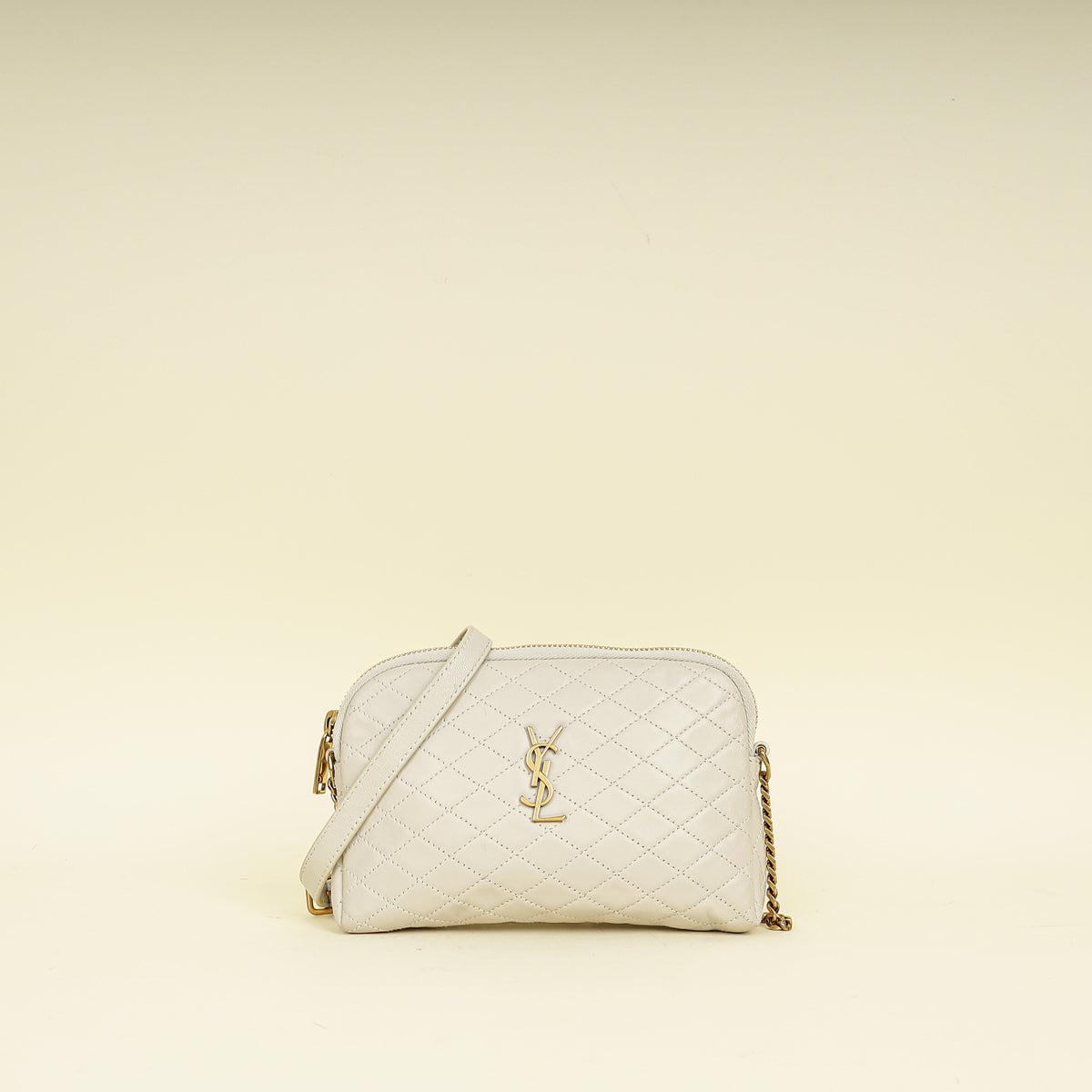 YSL Blanc Vintage Gaby Zippered Pouch