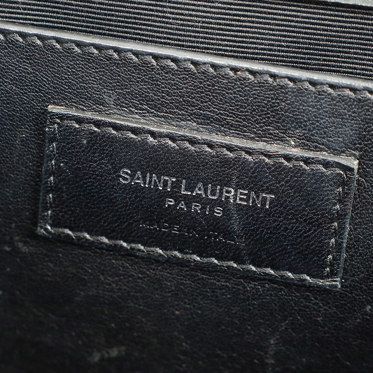 YSL Black Croco Embossed Kate Flap Large Bag