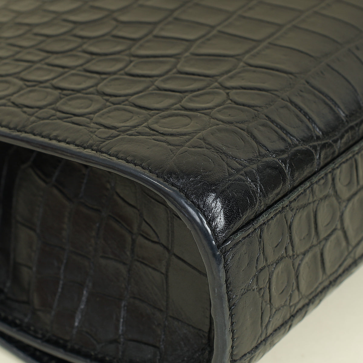 YSL Black Croco Embossed Kate Flap Large Bag