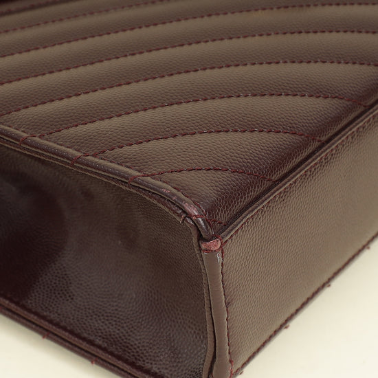 YSL Burgundy Monogram Envelope Large Satchel Bag