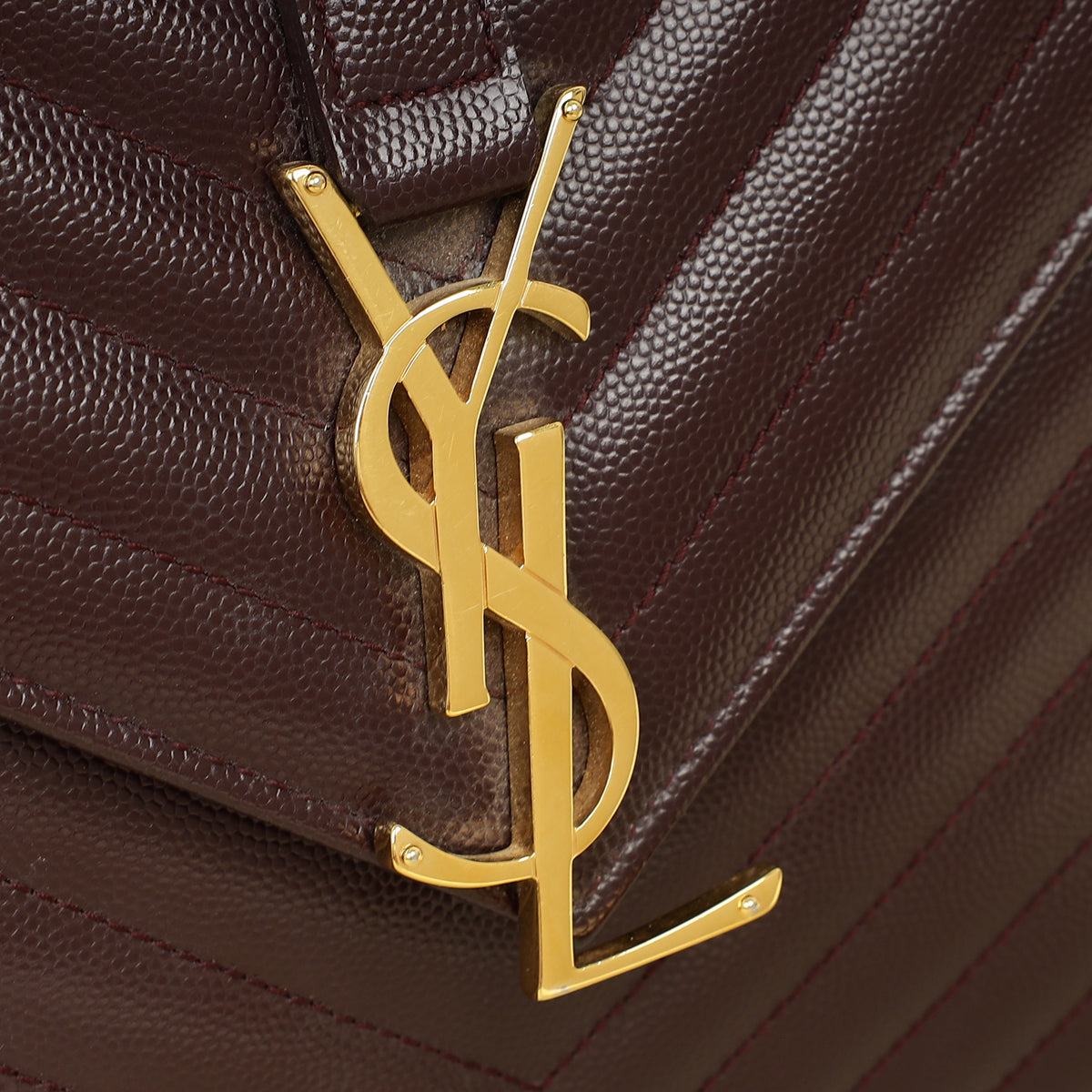 YSL Burgundy Monogram Envelope Large Satchel Bag