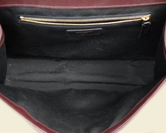 YSL Burgundy Monogram Envelope Large Satchel Bag