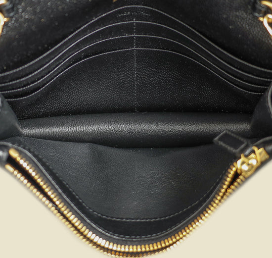 YSL Black Cassandre Envelope Chain Wallet