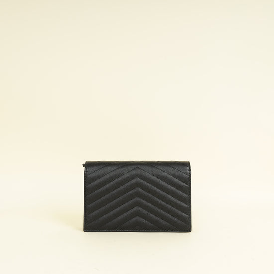 YSL Black Cassandre Envelope Chain Wallet