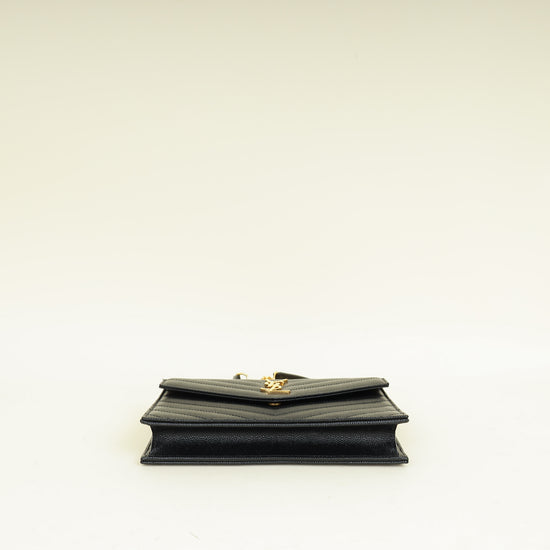 YSL Black Cassandre Envelope Chain Wallet