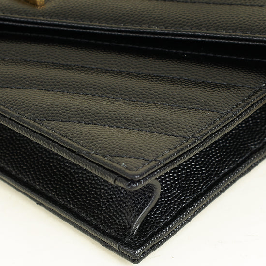 YSL Black Cassandre Envelope Chain Wallet