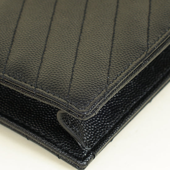YSL Black Cassandre Envelope Chain Wallet