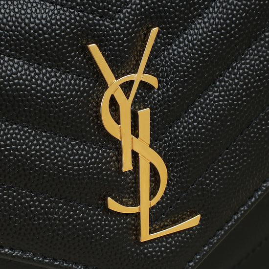 YSL Black Cassandre Envelope Chain Wallet