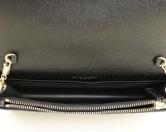 YSL Black Cassandre Envelope Chain Wallet