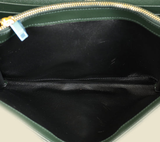 YSL Forest Green Cassandre Chevron Chain Wallet