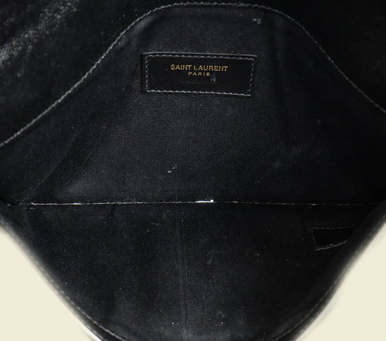 YSL Black Uptown Pouch Clutch