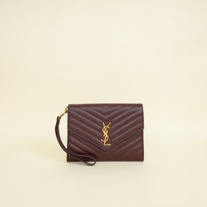 YSL Burgundy Monogram Cassandre Flap Pouch