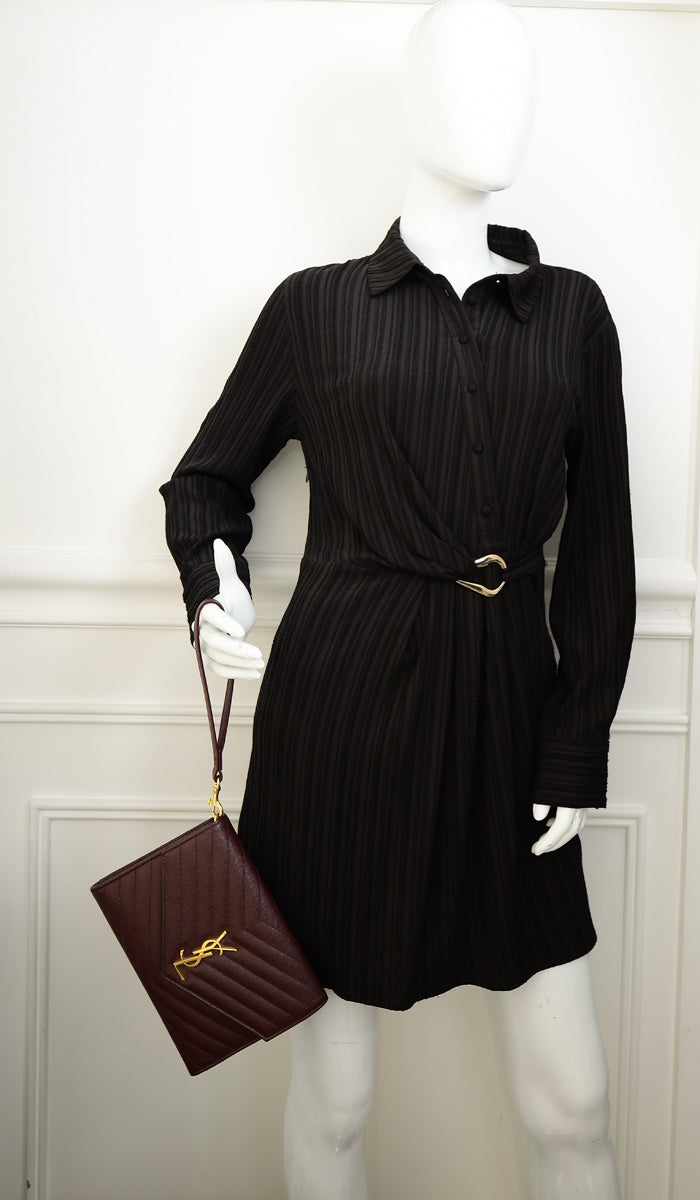 YSL Burgundy Monogram Cassandre Flap Pouch