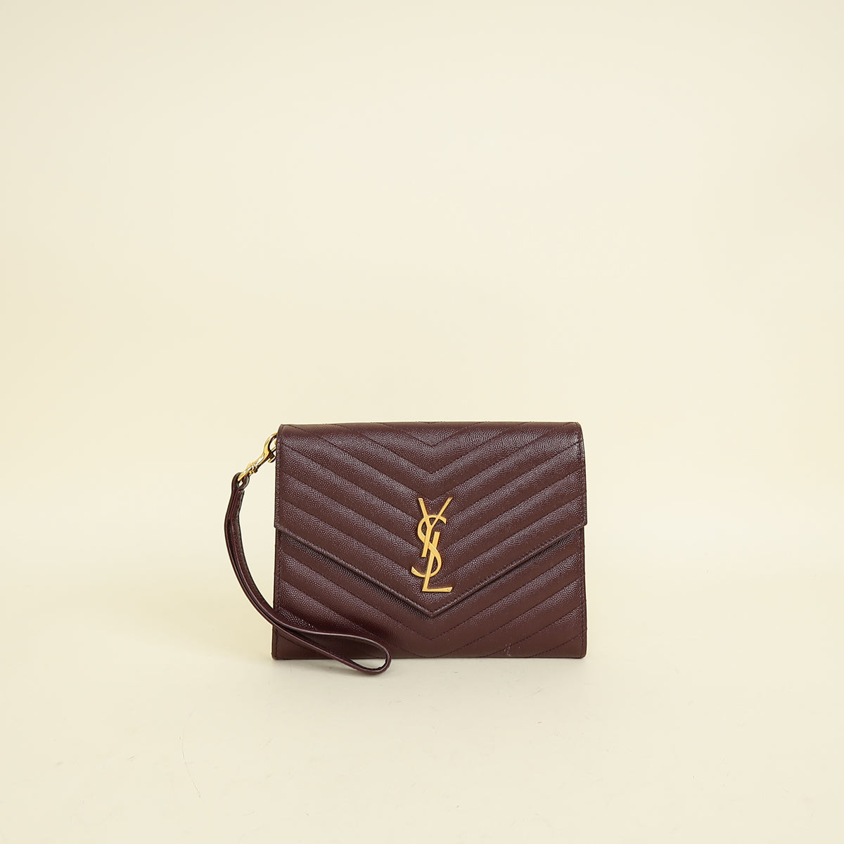 YSL Burgundy Monogram Cassandre Flap Pouch