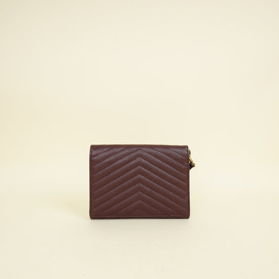 YSL Burgundy Monogram Cassandre Flap Pouch