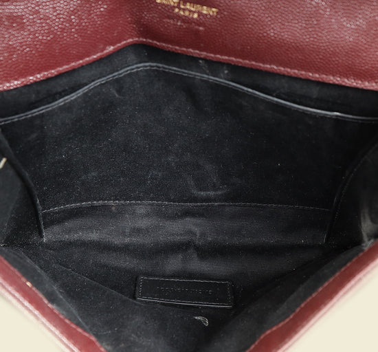 YSL Burgundy Monogram Cassandre Flap Pouch