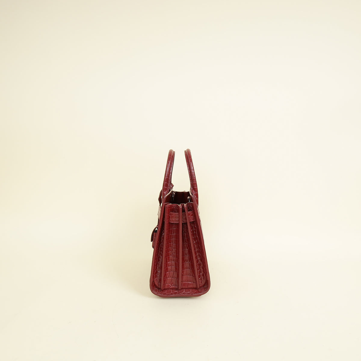 YSL Red Sac De Jour Croco Embossed Nano Bag