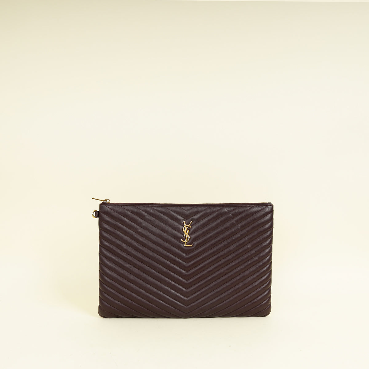 YSL Wine Cassandre Zip Document Holder Large Pouch