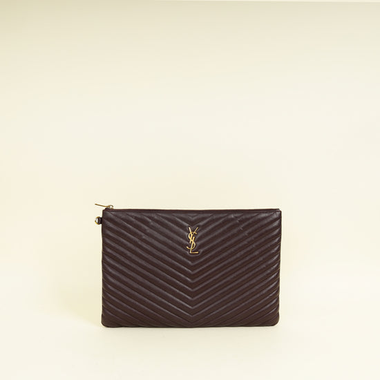 YSL Wine Cassandre Zip Document Holder Large Pouch