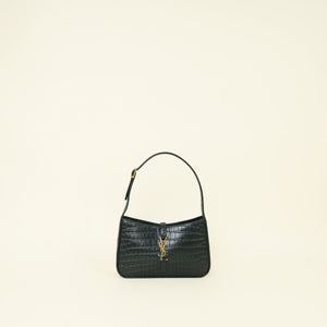 YSL Forest Green Croco Embossed LE 5 À 7 Shoulder Bag