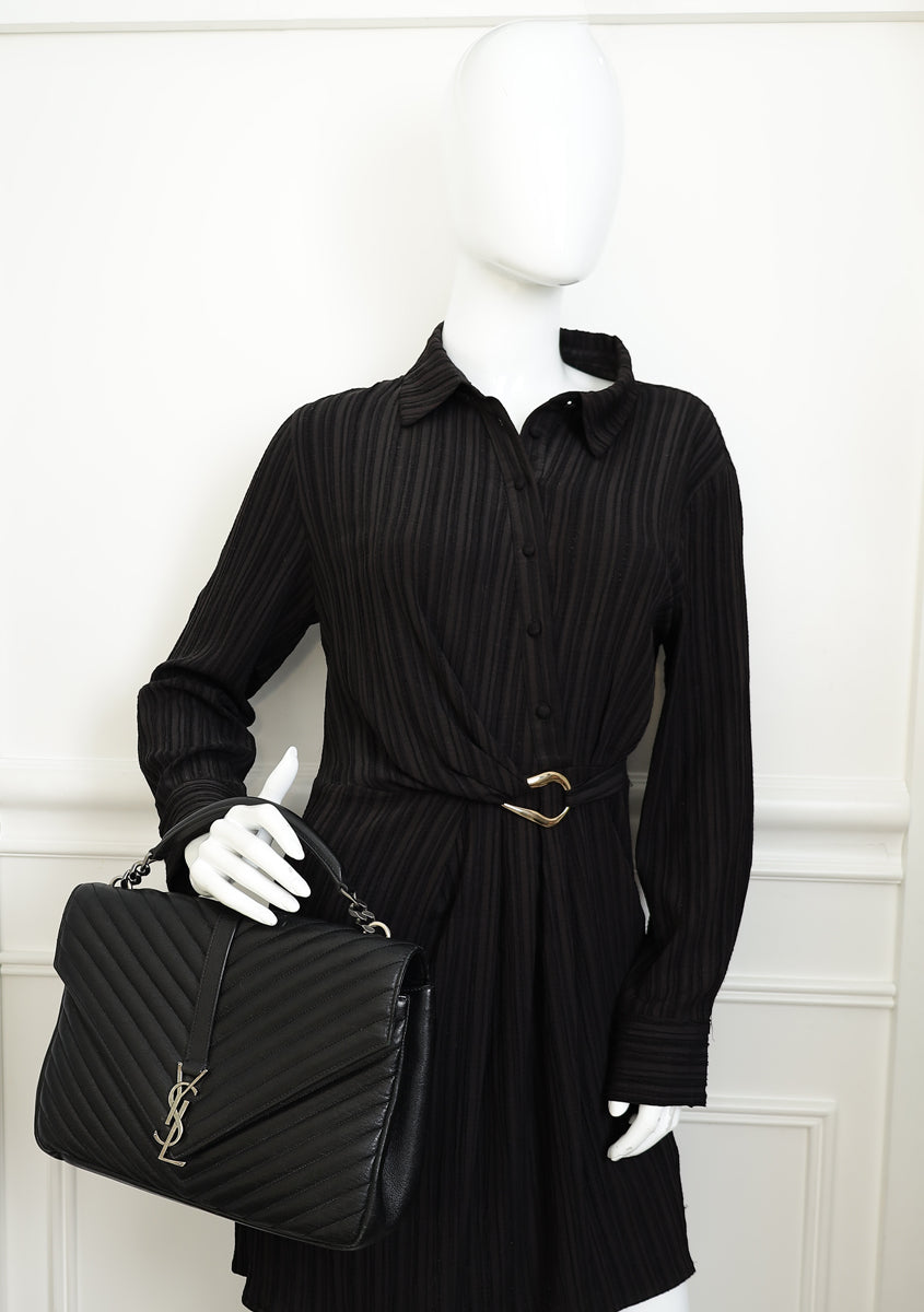 YSL Black Monogram College Satchel Large Bag