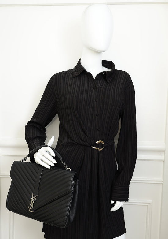 YSL Black Monogram College Satchel Large Bag