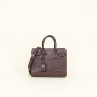 YSL Rouge Legion Sac De Jour Nano Crocodile Embossed Bag