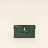 YSL Mint Green Uptown Croco Embossed Pouch-Pouch-YSL-THE CLOSET