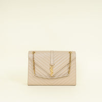 YSL Beige Monogram Satchel Flap Large Bag