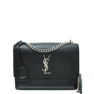 YSL حقيبة غروب الشمس السوداء المتوسطة 