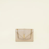 YSL Beige Chevron Satchel Large Shoulder Bag