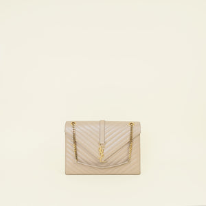 YSL Beige Chevron Satchel Large Shoulder Bag