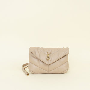 YSL Beige Puffer Toy Shoulder Bag