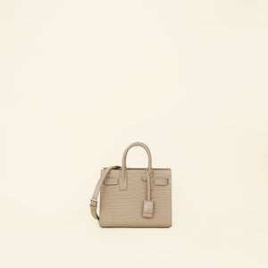 YSL Dark Beige Sac De Jour Croco Embossed Nano Bag