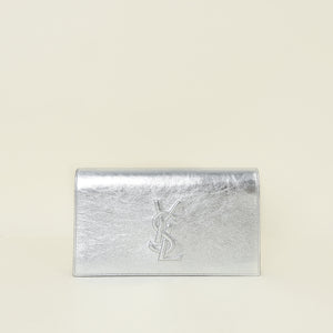 YSL Metallic Silver Belle de Jour Clutch