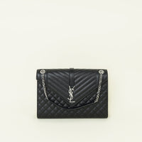 YSL Black Mix Quilted Large Flap Bag