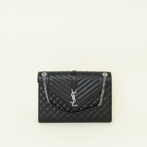 YSL Black Mix Quilted Large Flap Bag