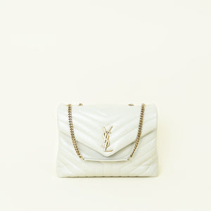 YSL Blanc Vintage Loulou Medium Chain Shoulder Bag